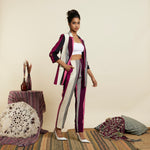 MERLOT STRIPE PRINT BLAZER SET