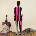 MERLOT STRIPE PRINT BLAZER SET