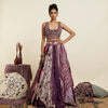 MERLOT TEXTURED CROPTOP TEAMED WITH MULTI PRINTED BOHO SKIRT