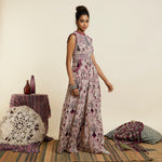 SAFAR MERLOT JAAL PRINT PATCHWORK JUMPSUIT