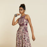 SAFAR MERLOT JAAL PRINT YOKE STYLE JUMPSUIT