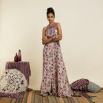 SAFAR MERLOT JAAL PRINT YOKE STYLE JUMPSUIT