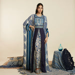 BLUE BUTTA STRIPE KAFTAN WITH BELT AND PANTS