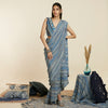 BLUE BOHO CASCADE SAREE WITH  BUSTIER