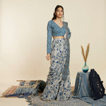 SAFAR BLUE JAAL SHARARA SAREE WITH BLOUSE