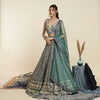 BLUE SCALLOP BRIDAL LEHENGA WITH  BUSTIER AND DUPATTA