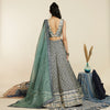 BLUE SCALLOP BRIDAL LEHENGA WITH  BUSTIER AND DUPATTA