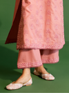 Mulmul Wool Harlow Pink Kurta With Mulmul Wool Harlow Pink Pant