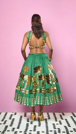 PERFECT MATCH - FOREST GREEN EMBELLISHED HALF LEHENGA SET