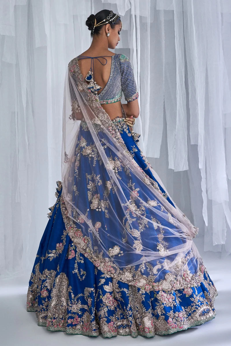 blue bridal lehenga