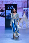 BLUE SAFAR JAAL JACKET WITH DRAPE SKIRT