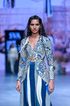 BLUE SAFAR JAAL JACKET WITH DRAPE SKIRT