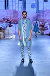 BLUE BOHOT HIGHLIGHTED JACKET  WITH BUNDI AND PANTS