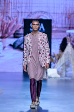 SAFAR MERLOT BLAZER PAIRED WITH KURTA AND PANTS