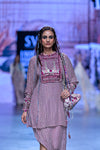 WINE GEO EMBELLISHED YOKE KURTA PAIRED WITH DRAPE SKIRT