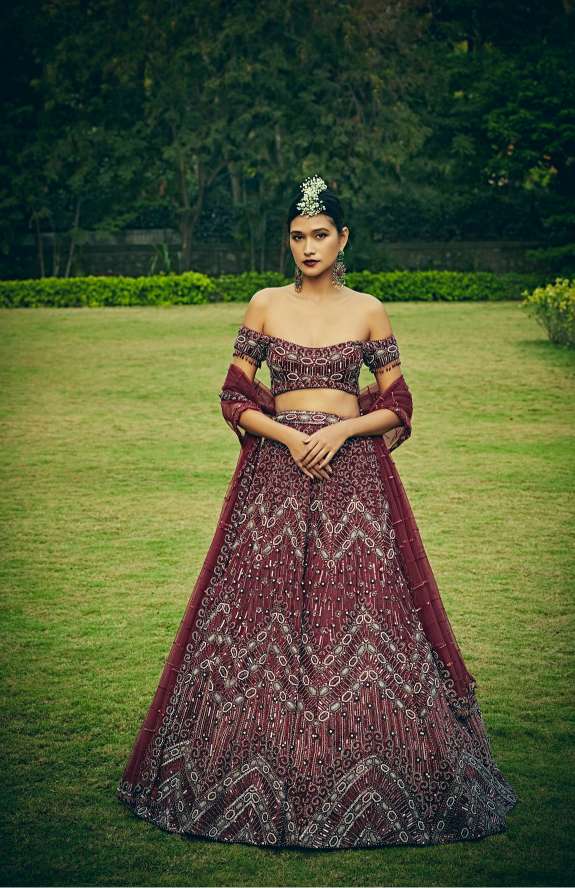 Wine red lehenga