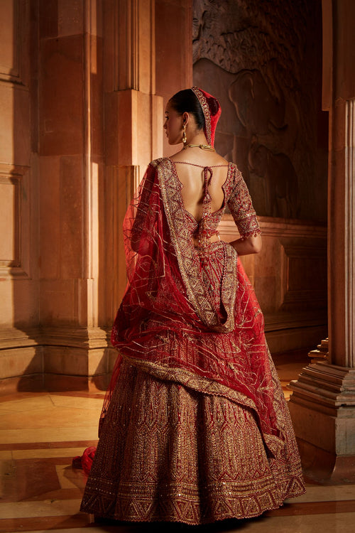 DEEP RED BRIDAL LEHENGA CHOLI SET