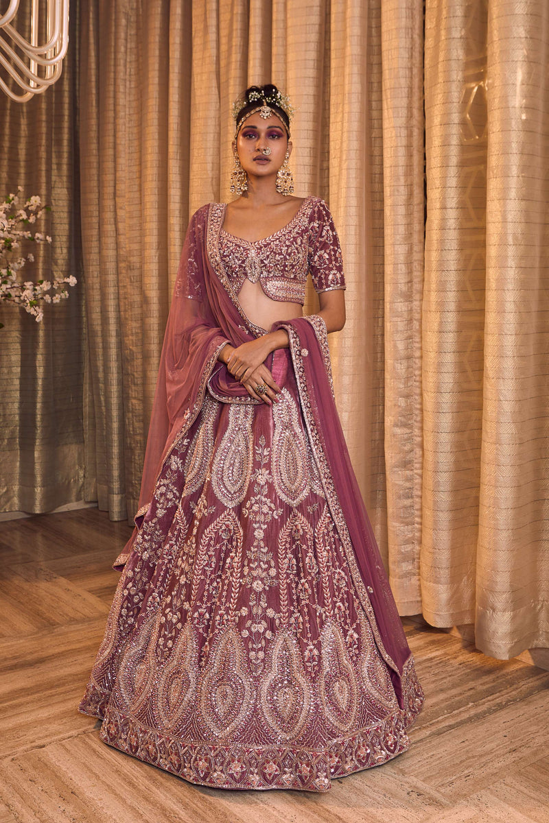 Lehenga Blouse - Velvet , Dupatta- NET-Tulipwood