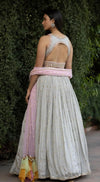 Pastel Grey Mutli Thread Embroidered Lehenga Set