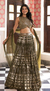 Green Sequins Embroidered Lehenga