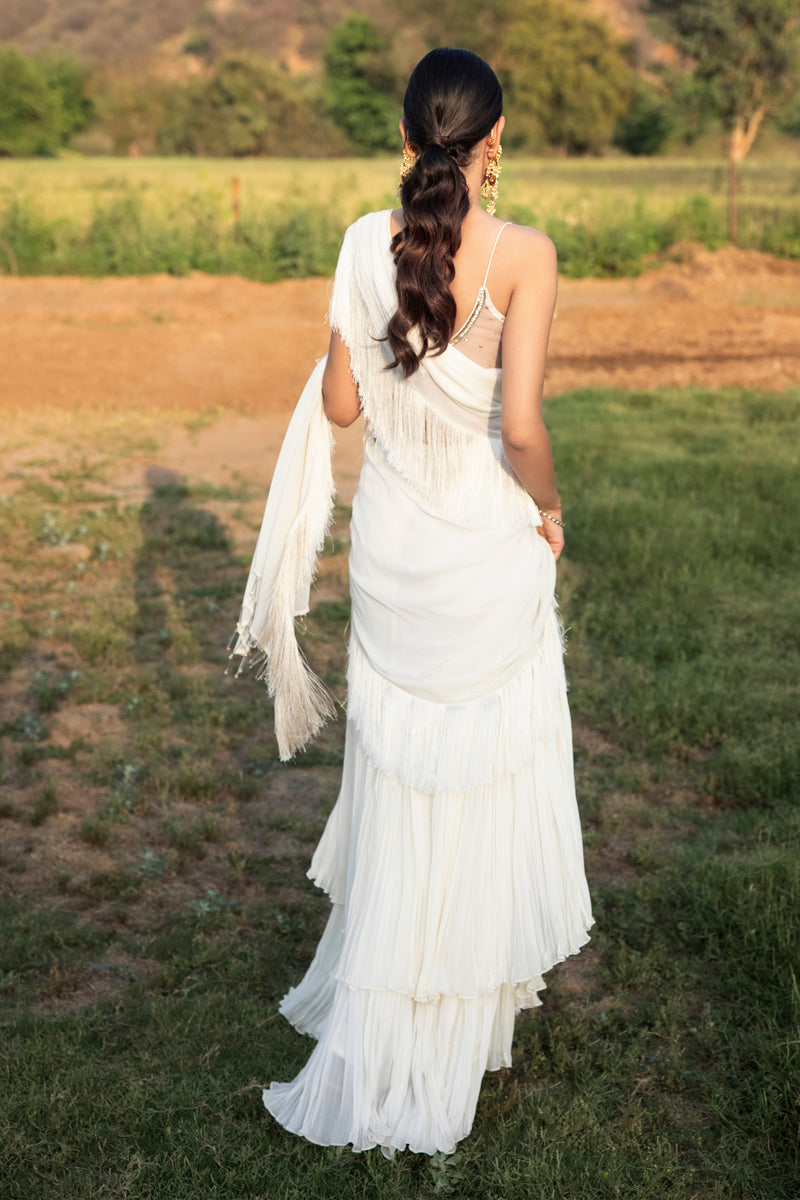 White Georgette Saree