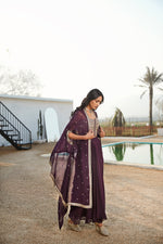 Purple Skirt Set With Cape