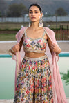 Pink Sharara Set With Cape