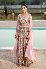 Pink Sharara Set With Cape