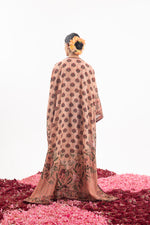 A Peach Printed Cotton Silk Kaftan