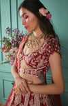 Red Lehenga With Elephant Elements