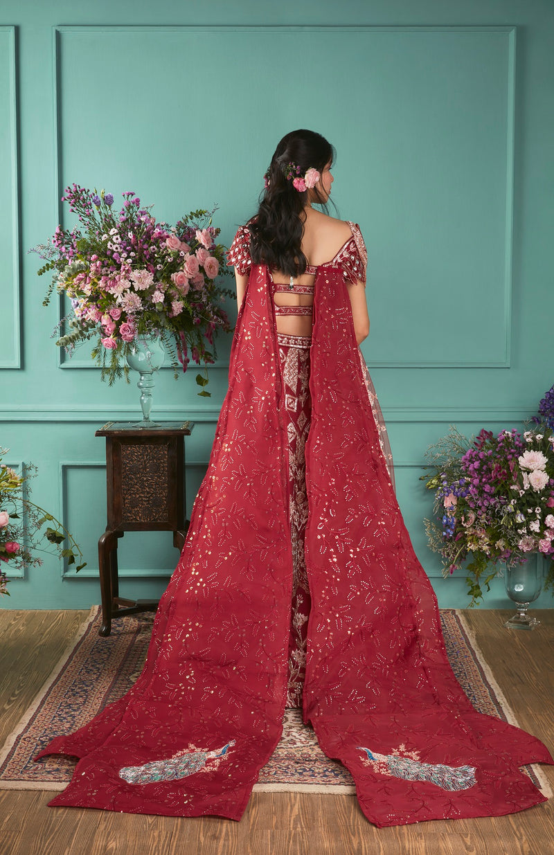 Red Lehenga With Elephant Elements