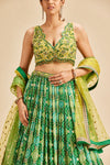 BOTTLE GREEN BADHNI LEHENGA SET