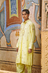 Pastel yellow kurta with straight fit pants