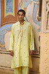 Pastel yellow kurta with straight fit pants