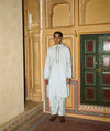 Powder blue cotton-silk kurta with salwar