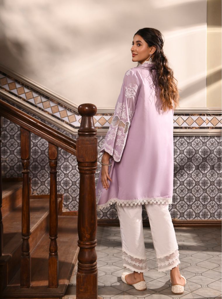 Azara Kurta with Round hem Panel PAnts Lilac