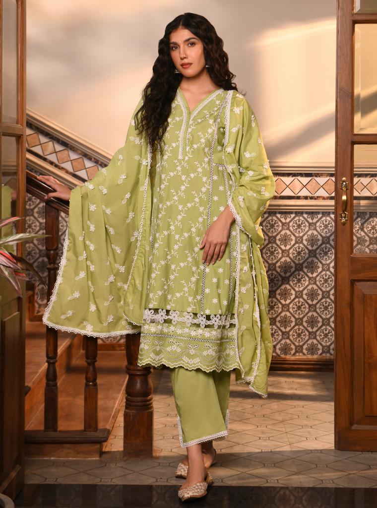 Kiana Set Green Kimia Dupatta