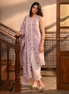 Ensi Kurta with Scallop Border Pants Lilac Farrin Dupatta