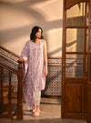 Ensi Kurta with Scallop Border Pants Lilac Farrin Dupatta