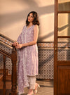 Ensi Kurta with Scallop Border Pants Lilac Farrin Dupatta