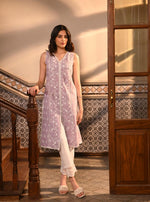 Ensi Kurta with Scallop Border Pants Lilac