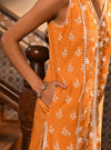 Ensi Kurta with Round Hem Organza Panel Pants Orange