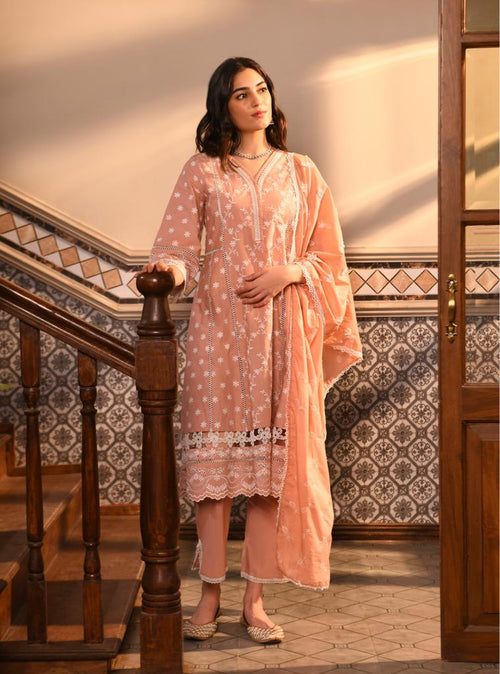 Kiana Set Peach Kimia Dupatta