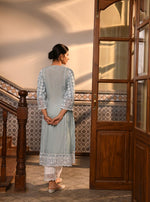 Arpina Kurta with Floral Chemical Lace Pants Blue