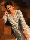 Arpina Kurta with Floral Chemical Lace Pants Blue