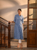 Mahin Kurta with High Side Slit Pants Denim