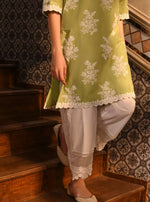 Ayda Kurta with Floral Lace Flared Pants Light Green