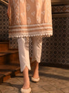 Darya Kurta with Inverted V Hem White Pant Beige