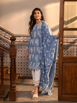 Anisa Kurta with Round Hem Organza PAnel Pants Denim Kimia Dupatta