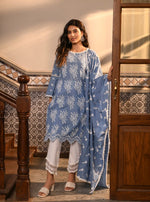 Anisa Kurta with Round Hem Organza PAnel Pants Denim Kimia Dupatta